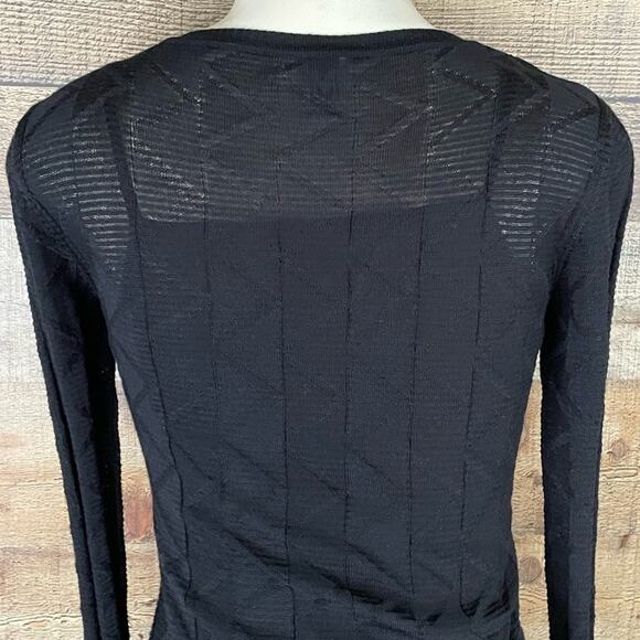 M by Missoni Open Knit V-Neck Dress Cropped Sleeves Solid Black Size XS 0 2 4 - Picture 10 of 15